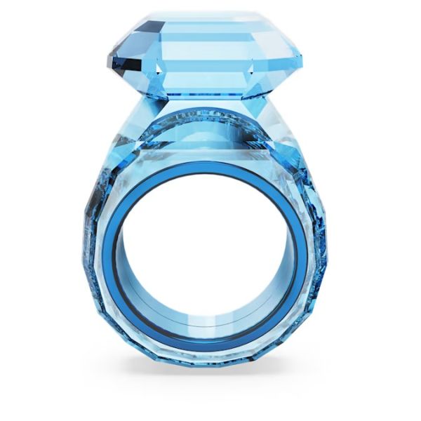 Anel Swarovski cocktail Lucent Lapidação octogonal Azul 52