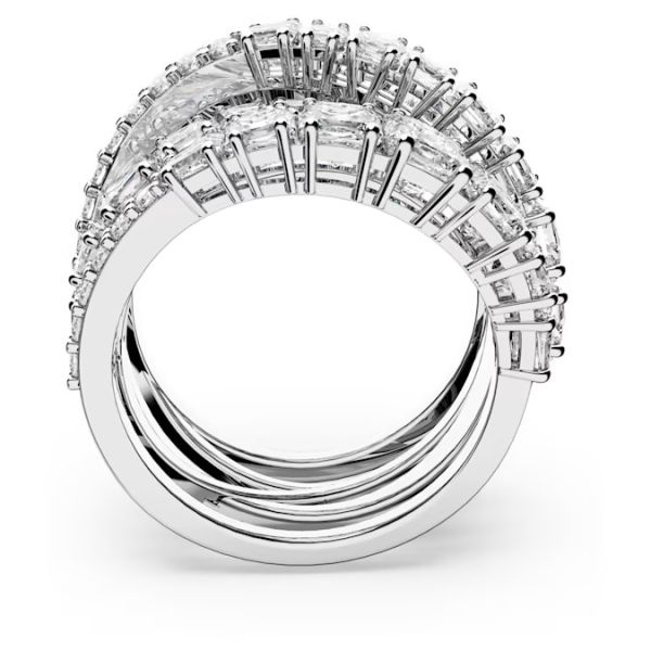 Anel Swarovski Twist Wrap Combinação de lapidações Branco Lacado a ródio 52