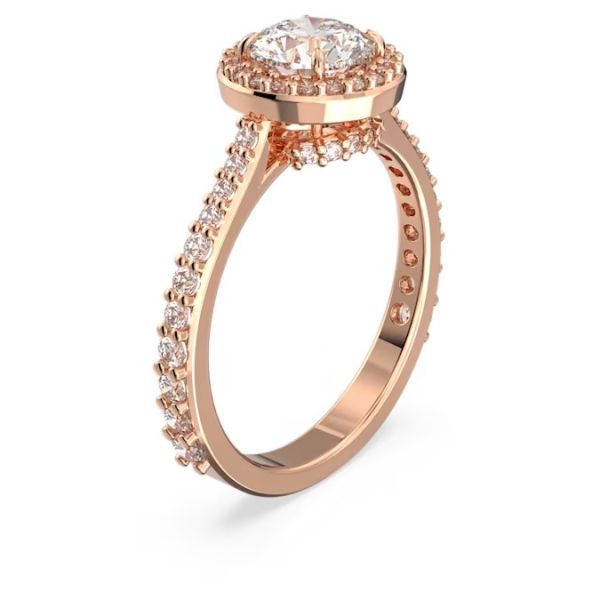 Anel Swarovski cocktail Constella Lapidação redonda Pavé Branco Lacado a rosa dourado 58 B
