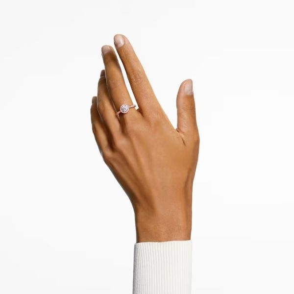 Anel Swarovski cocktail Constella Lapidação redonda Pavé Branco Lacado a rosa dourado 58 B