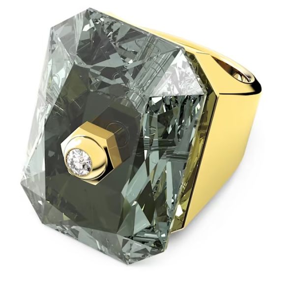 Anel Swarovski cocktail Numina Lapidação octogonal Cinzento Lacado a dourado 52