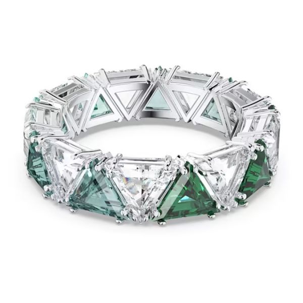 Anel Swarovski cocktail Ortyx Lapidação em triângulo Verde Lacado a ródio 50
