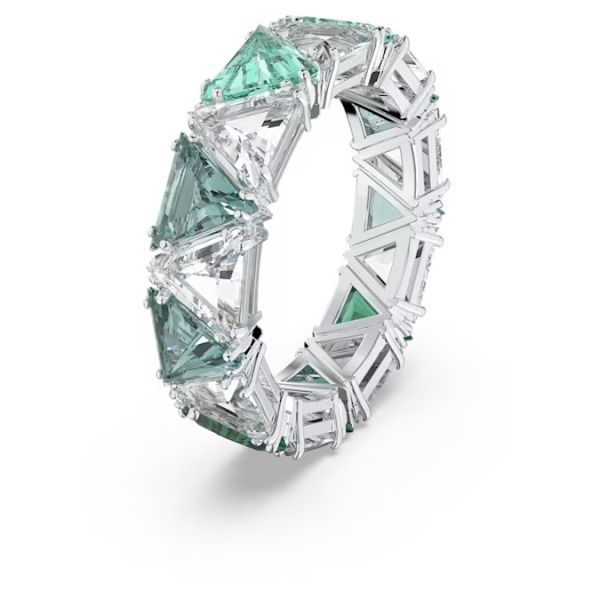 Anel Swarovski cocktail Ortyx Lapidação em triângulo Verde Lacado a ródio 50