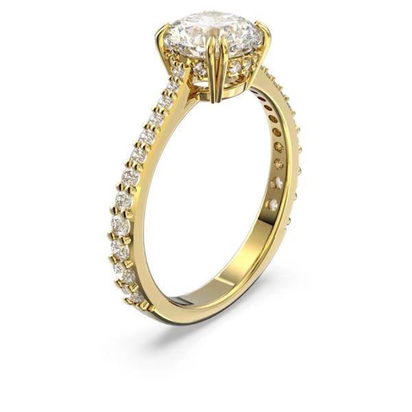 Anel Swarovski cocktail Constella Lapidação redonda Pavé Branco Lacado a dourado 50