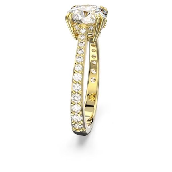 Anel Swarovski cocktail Constella Lapidação redonda Pavé Branco Lacado a dourado 50