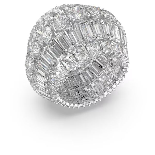 Anel Swarovski cocktail Hyperbola Combinação de lapidações Branco Lacado a ródio 52