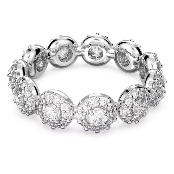 Anel Swarovski Constella Lapidação redonda Pavé Branco Lacado a ródio 50