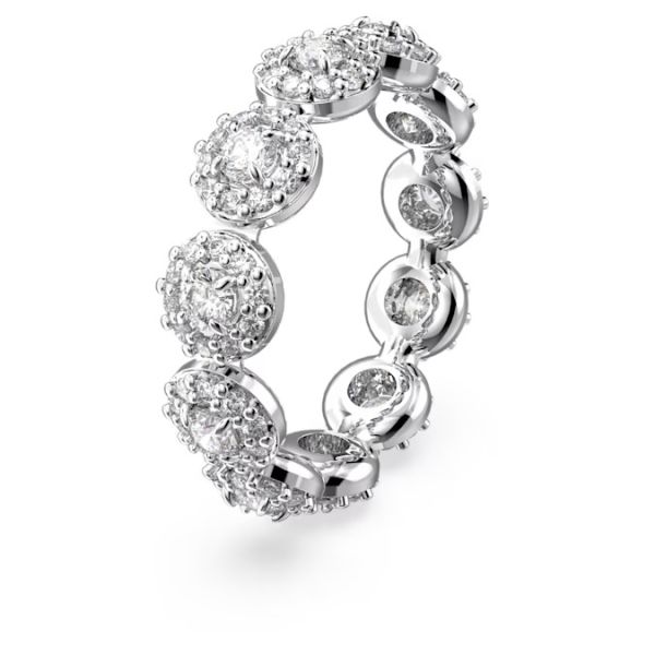 Anel Swarovski Constella Lapidação redonda Pavé Branco Lacado a ródio 50
