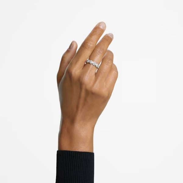 Anel Swarovski Constella Lapidação redonda Pavé Branco Lacado a ródio 50