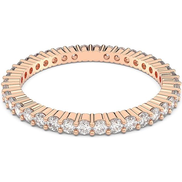 Anel Swarovski Vittore Lapidação redonda Branco Acabamento em rosa dourado 58