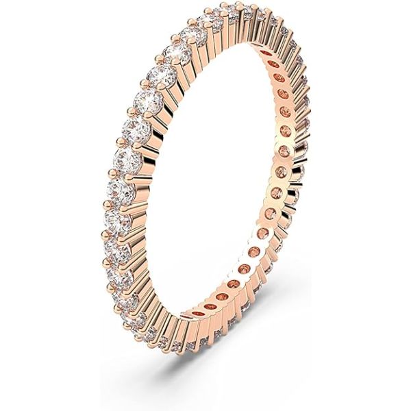 Anel Swarovski Vittore Lapidação redonda Branco Acabamento em rosa dourado 58