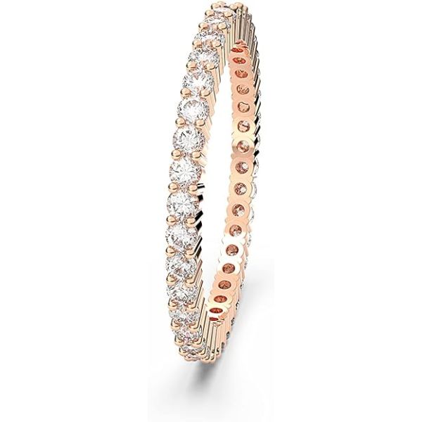 Anel Swarovski Vittore Lapidação redonda Branco Acabamento em rosa dourado 58