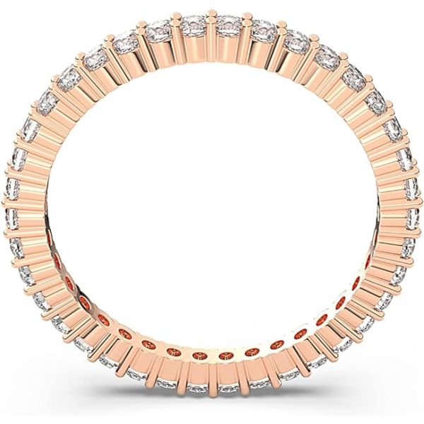 Anel Swarovski Vittore Lapidação redonda Branco Acabamento em rosa dourado 58