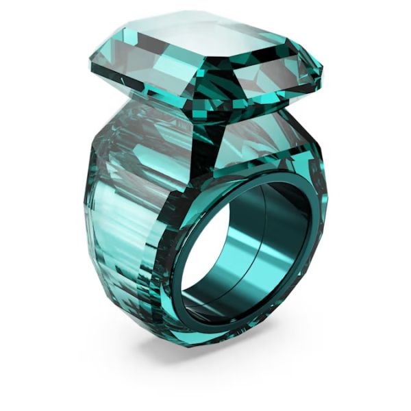 Anel Swarovski cocktail Lucent Lapidação octogonal Verde 52