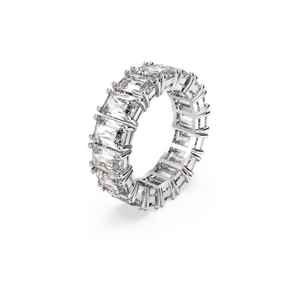 Anel Swarovski Vittore Lapidação retangular Branco Lacado a ródio 52