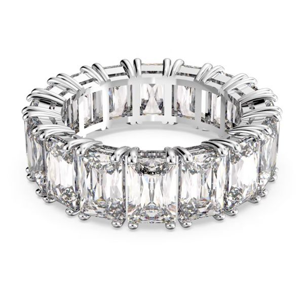 Anel Swarovski Vittore Lapidação retangular Branco Lacado a ródio 52