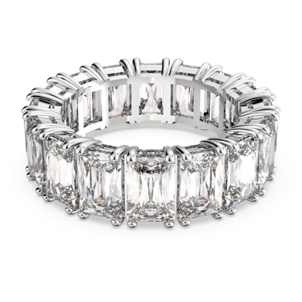 Anel Swarovski Vittore Lapidação retangular Branco Lacado a ródio 55