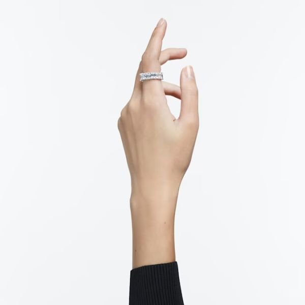 Anel Swarovski Vittore Lapidação retangular Branco Lacado a ródio 60