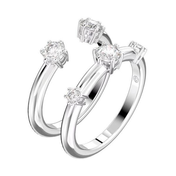 Anel Swarovski Constella Conjunto (2) Lapidação redonda Branco Lacado a ródio 58