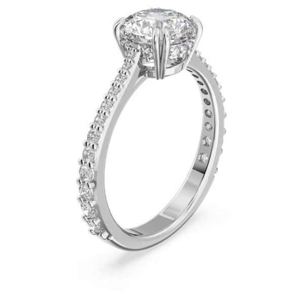 Anel Swarovski cocktail Constella Lapidação redonda Pavé Branco Lacado a ródio 60