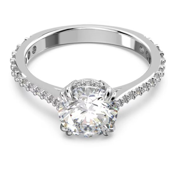 Anel Swarovski cocktail Constella Lapidação redonda Pavé Branco Lacado a ródio 60