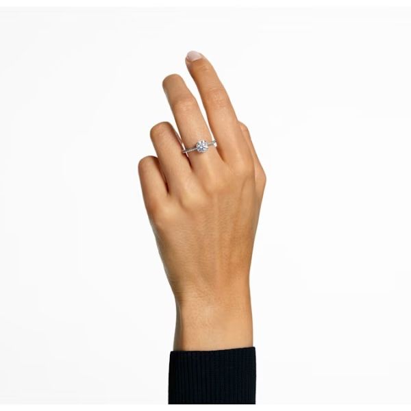 Anel Swarovski cocktail Constella Lapidação redonda Pavé Branco Lacado a ródio 60