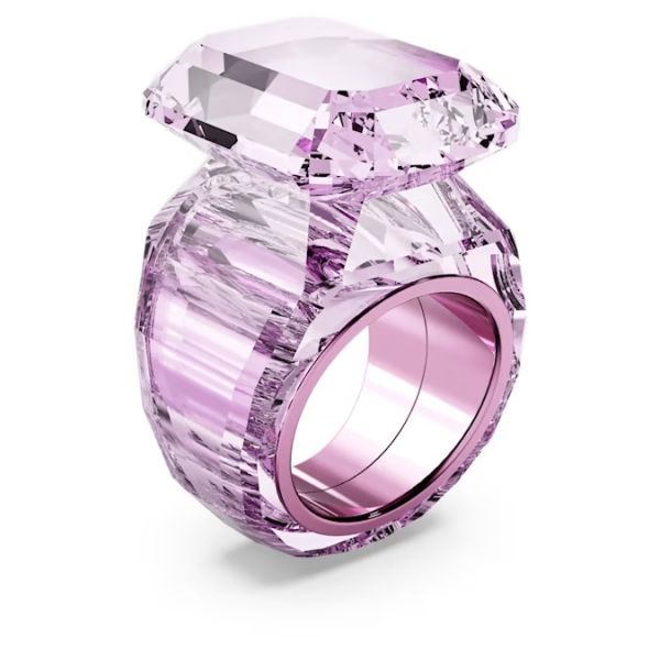 Anel Swarovski cocktail Lucent Lapidação octogonal Rosa 58