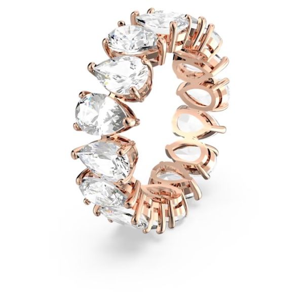 Anel Swarovski Vittore Lapidação gota Branco Lacado a rosa dourado 60