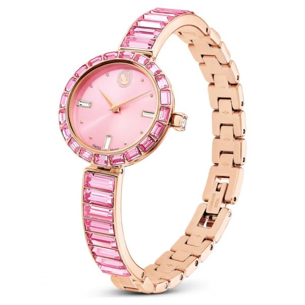 Relógio Swarovski Matrix Bangle Fabrico suíço Bracelete em cristal Rosa Acabamento em rosa dourado