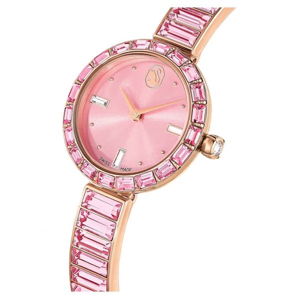 Relógio Swarovski Matrix Bangle Fabrico suíço Bracelete em cristal Rosa Acabamento em rosa dourado