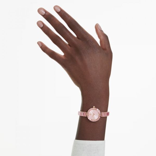 Relógio Swarovski Matrix Bangle Fabrico suíço Bracelete em cristal Rosa Acabamento em rosa dourado