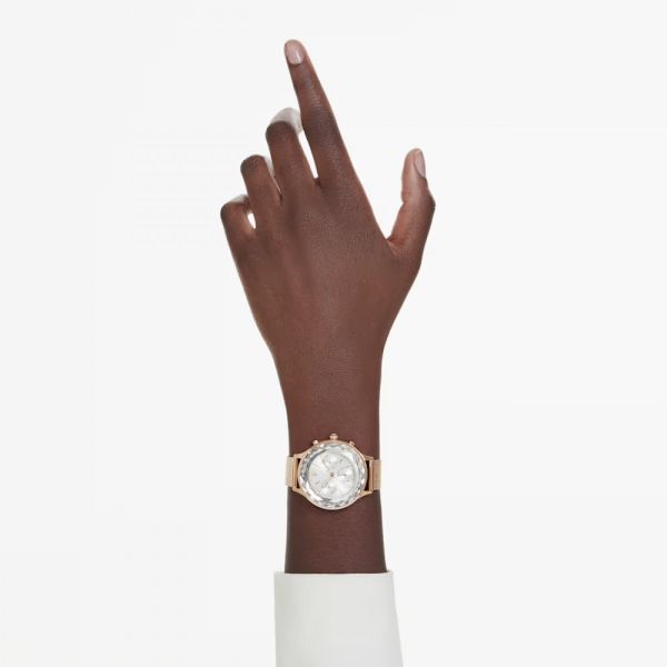 Relógio Swarovski Nova Chrono Fabrico suíço Pulseira de metal Tom Dourado rosa Acabamento em rosa dourado