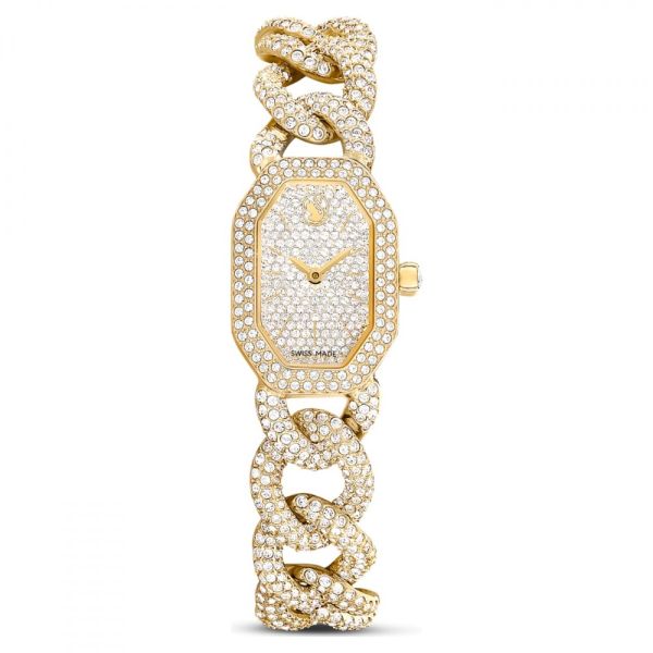 Relógio Swarovski Dextera Chain Fabrico suíço Bracelete em cristal Dourado Acabamento em dourado