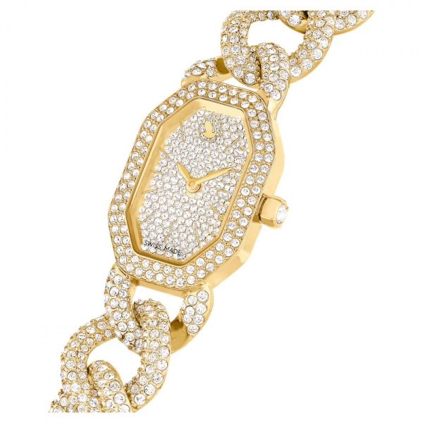 Relógio Swarovski Dextera Chain Fabrico suíço Bracelete em cristal Dourado Acabamento em dourado