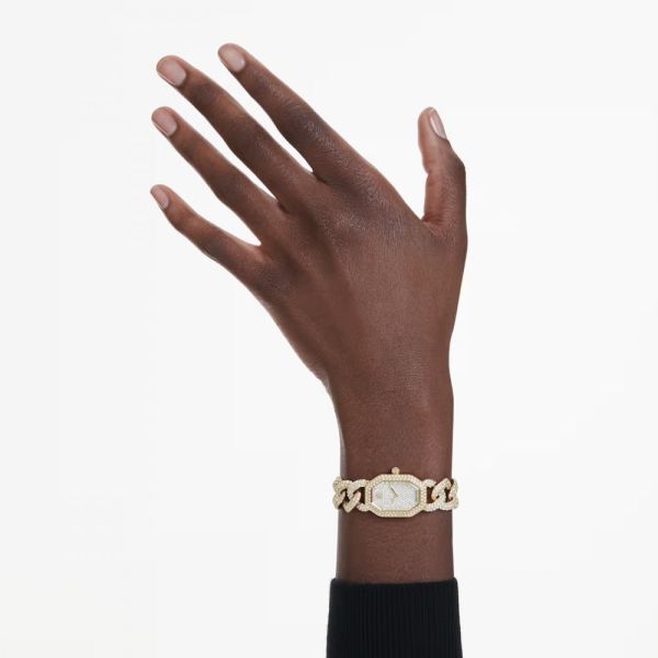 Relógio Swarovski Dextera Chain Fabrico suíço Bracelete em cristal Dourado Acabamento em dourado