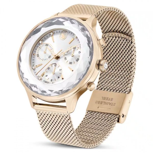 Relógio Swarovski Nova Chrono Fabrico suíço Pulseira de metal Dourado Acabamento em champanhe dourado