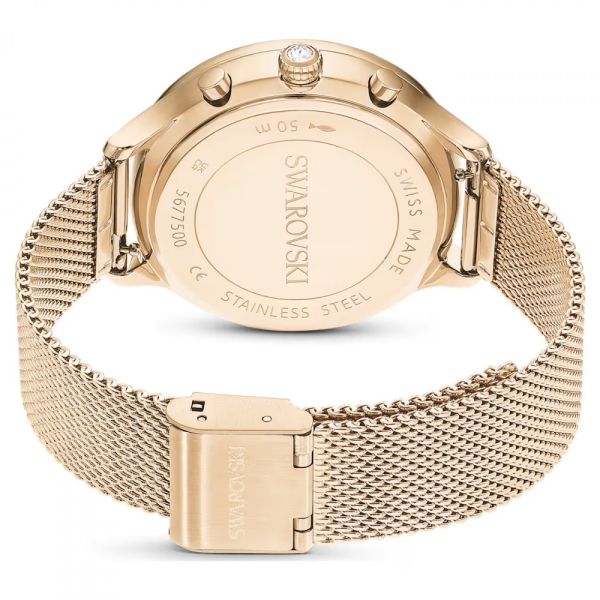 Relógio Swarovski Nova Chrono Fabrico suíço Pulseira de metal Dourado Acabamento em champanhe dourado