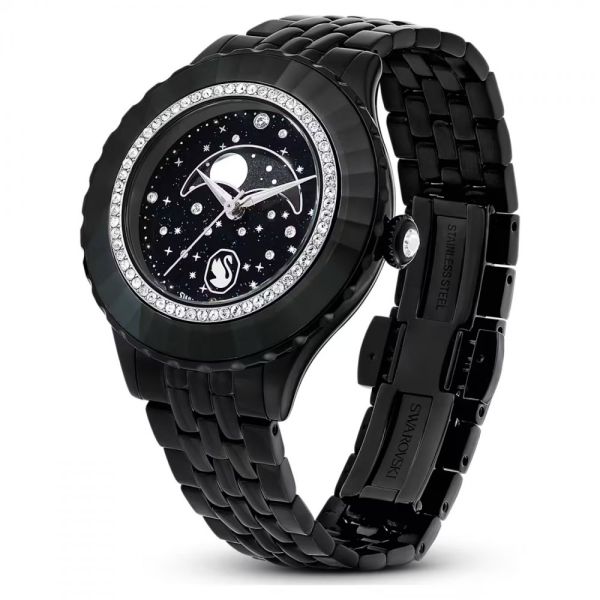 Relógio Swarovski Octea Moon Fabrico suíço Lua Pulseira de metal Preto Acabamento a preto