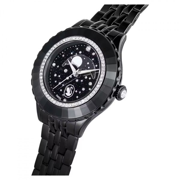Relógio Swarovski Octea Moon Fabrico suíço Lua Pulseira de metal Preto Acabamento a preto