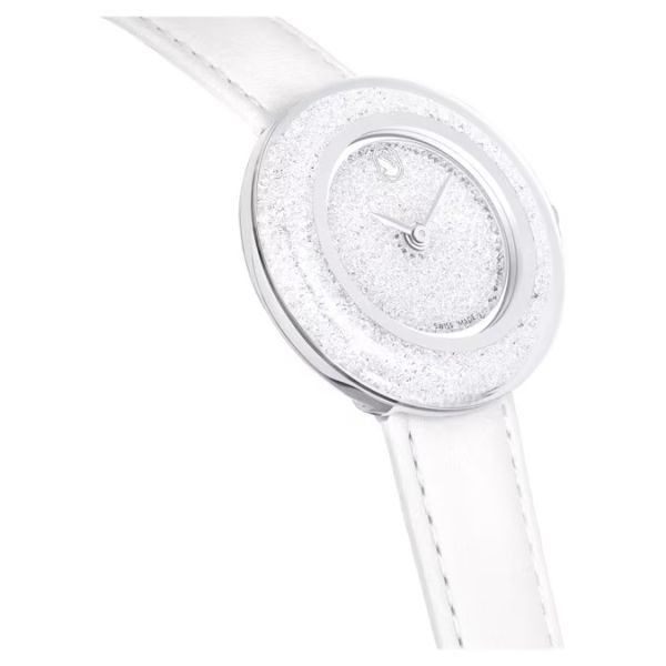 Relógio Swarovski Crystalline Lustre Fabrico suíço Pulseira de tecido Branco Aço inoxidável