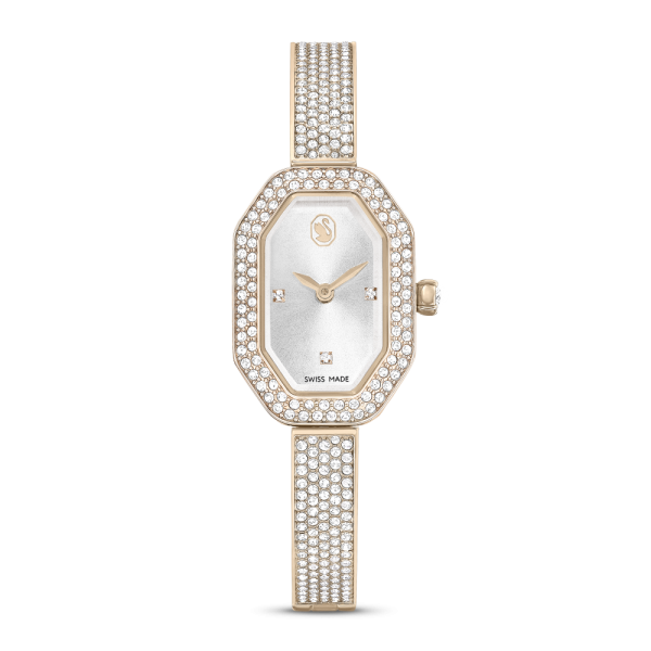 Relógio Swarovski Dextera Bangle Fabrico suíço Pulseira de metal Dourado Acabamento em champanhe dourado
