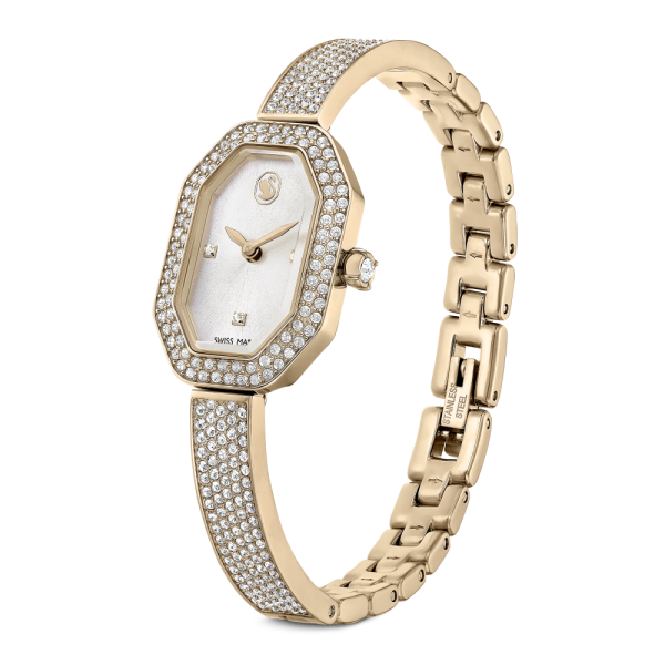 Relógio Swarovski Dextera Bangle Fabrico suíço Pulseira de metal Dourado Acabamento em champanhe dourado