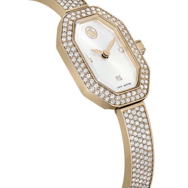 Relógio Swarovski Dextera Bangle Fabrico suíço Pulseira de metal Dourado Acabamento em champanhe dourado