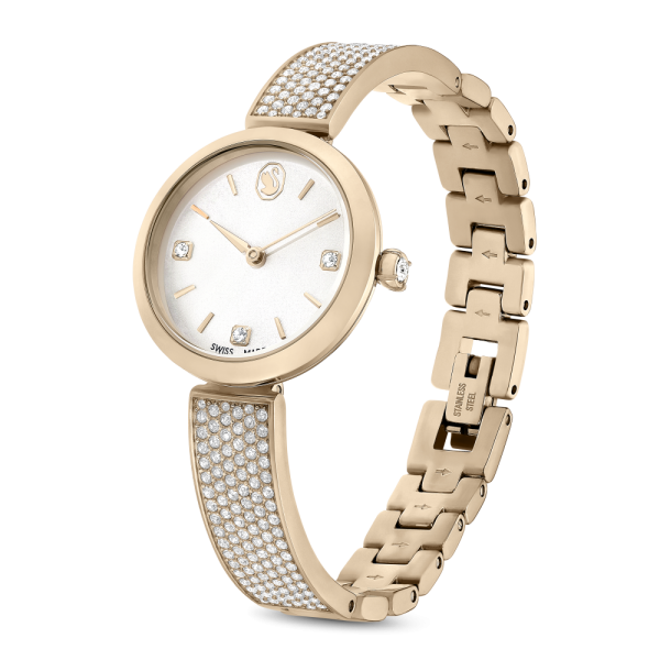 Relógio Swarovski Illumina Fabrico suíço Pulseira de metal Dourado Acabamento em champanhe dourado