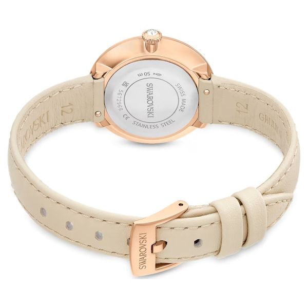 Relógio Swarovski Certa Fabrico suíço Pulseira Bege Acabamento em rosa dourado