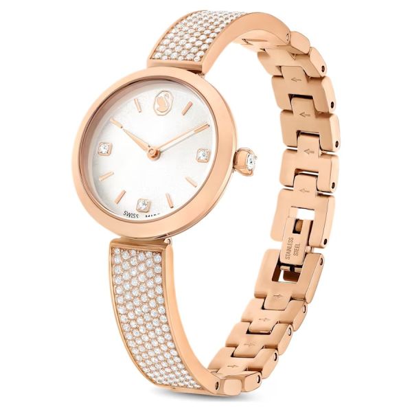 Relógio Swarovski Illumina Fabrico suíço Pulseira de metal Tom Dourado rosa Acabamento em rosa dourado