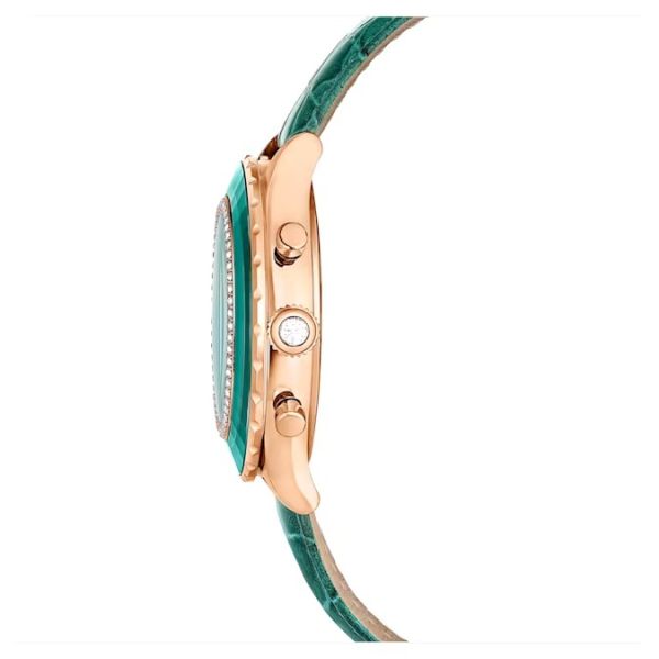 Relógio Swarovski Octea Chrono Fabrico suíço Pulseira Verde Acabamento em rosa dourado