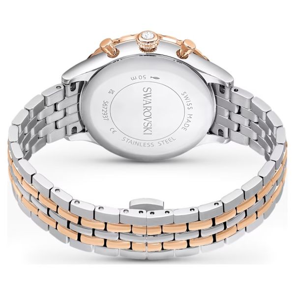 Relógio Swarovski Octea Chrono Fabrico suíço Pulseira de metal Tom Dourado rosa Acabamento de combinação de metais