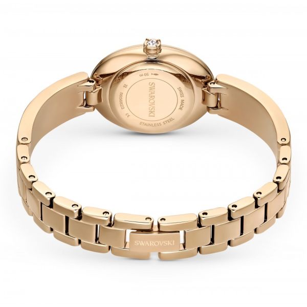 Relógio Swarovski Crystal Rock Oval Fabrico suíço Pulseira de metal Azul Acabamento em rosa dourado