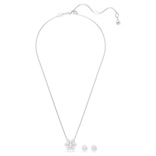 Conjunto Swarovski Idyllia Combinação de lapidações Floco de neve Branco Lacado a ródio
